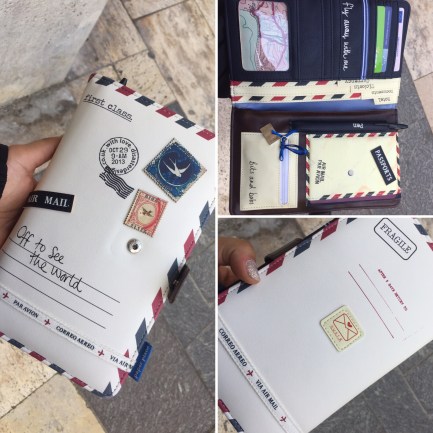 Travel wallet images front back and open 