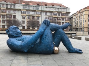 Blue chimp with golden balls 